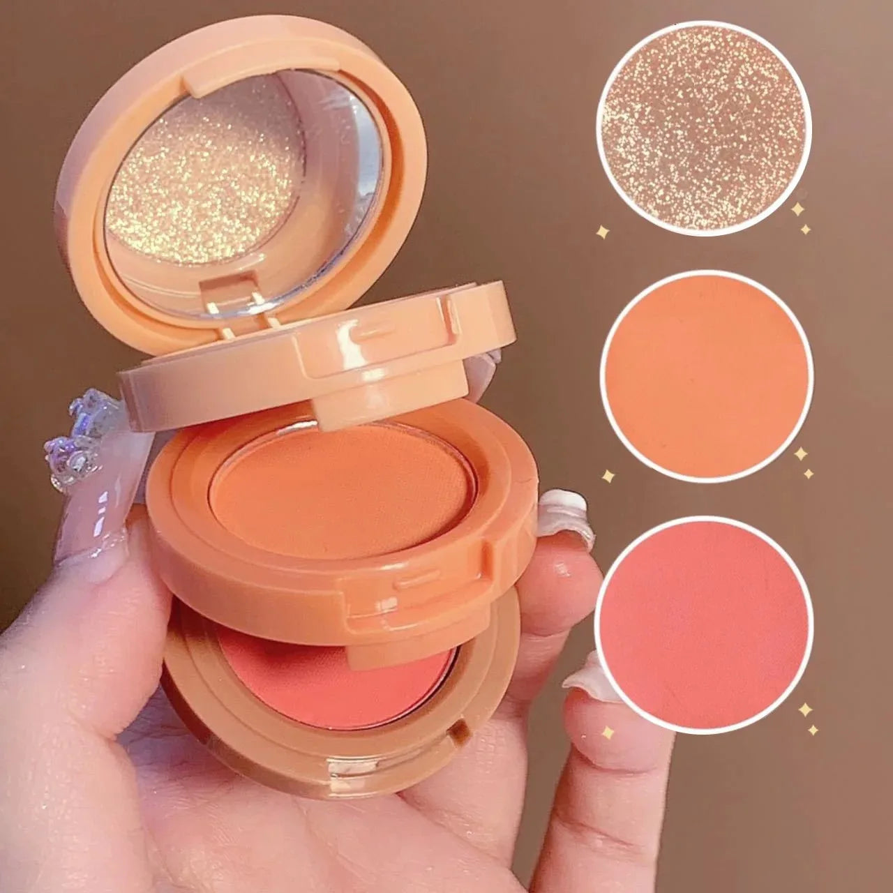 3-in-1 Bronzer, Blush & Highlighter Palette – Shimmer & Matte Glow