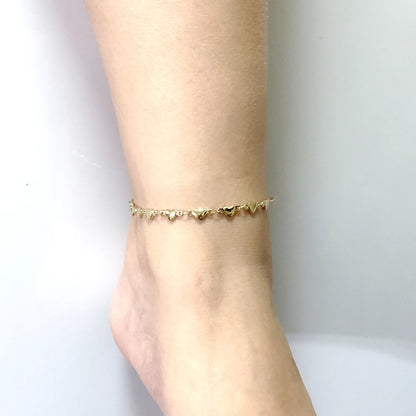 Women’s Gold Stainless Steel Anklet – Heart Charm Barefoot Sandals Jewelry (9/10/11 Inches)