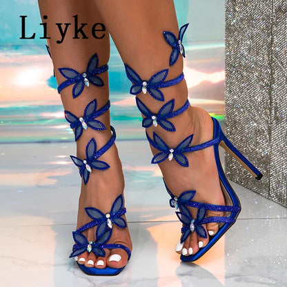 Rhinestone Butterfly Heels