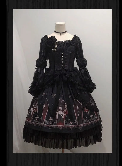 Dark Gothic Devil Print Lolita Dress