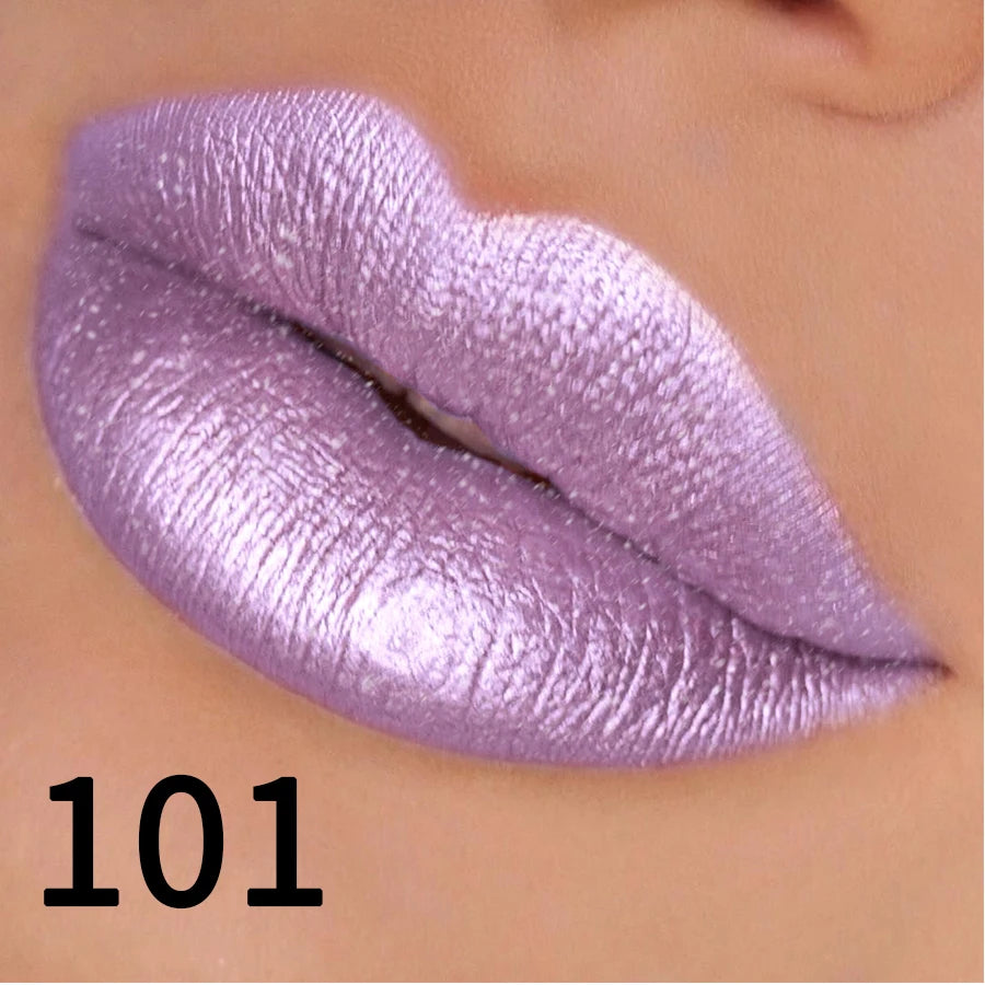 19-Color Glitter Lipstick Collection – Hydrating, Sparkling Metallic Lip Tints