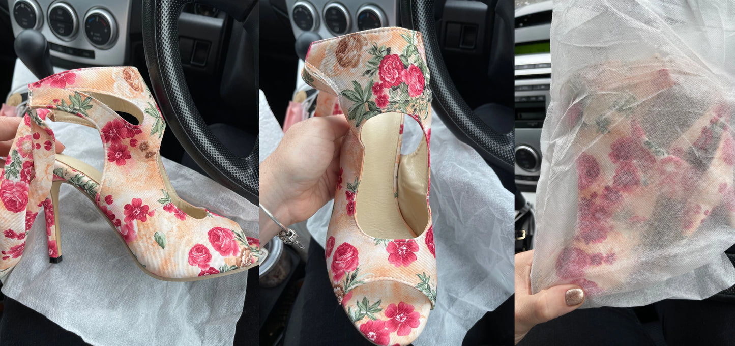 Lace-Up Peep Toe Ankle Strap High Heels