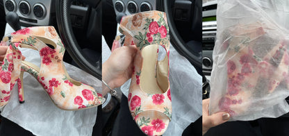 Lace-Up Peep Toe Ankle Strap High Heels
