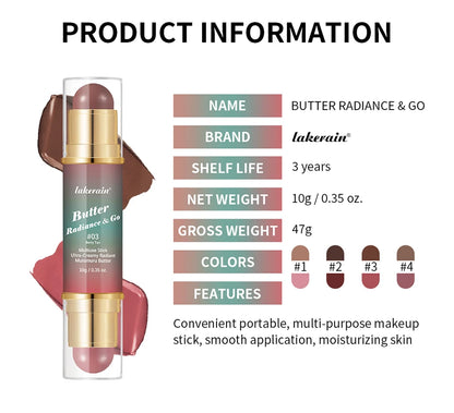 Butter Glow & Go Multiuse Stick – Dual-Ended Bronzer & Blush for Face, Eyes & Lips
