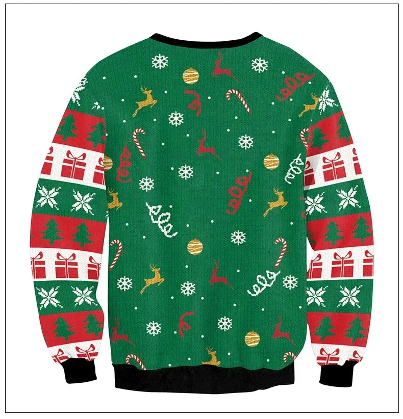 3D Funny Christmas Sweater – Green Holiday Jumper for Party & Festive Wear