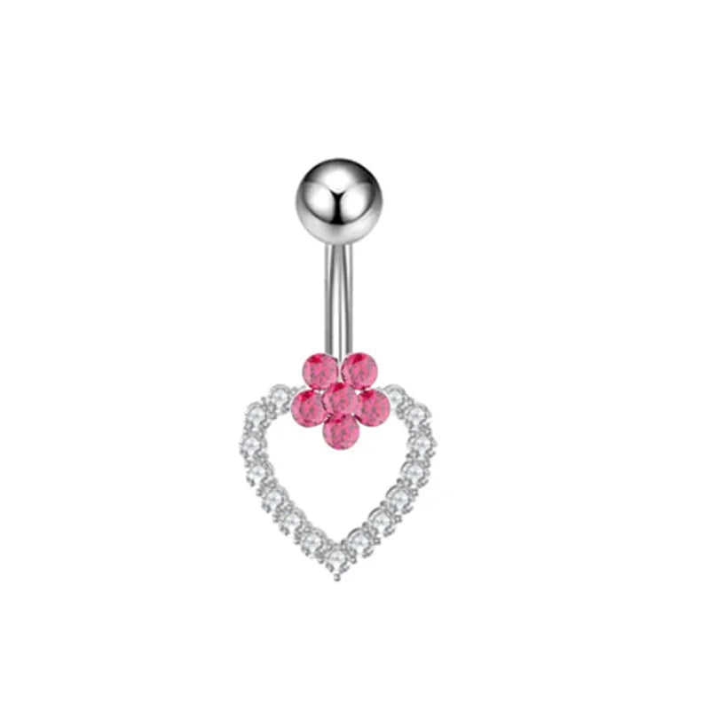 Heart-Shaped Navel Ring – 14G Water Drop Belly Button Piercing Jewelry