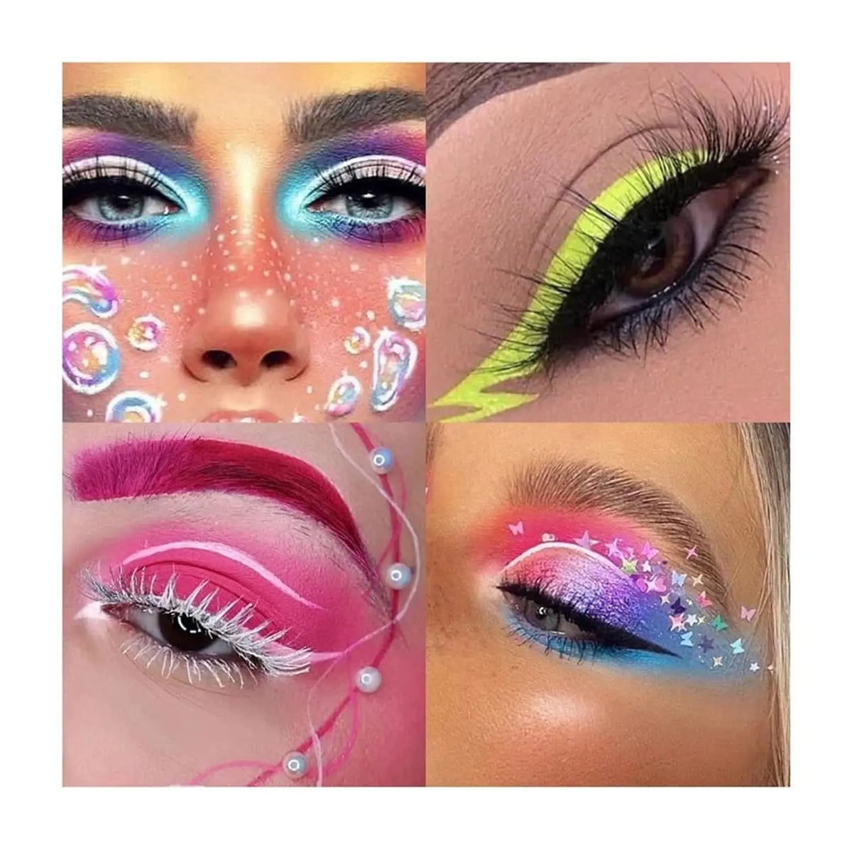 42-Color UV Neon & Glitter Face & Body Paint Palette – Water-Activated Art Makeup