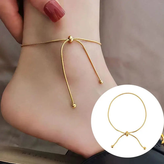 Adjustable Stainless Steel Anklet – Women’s Round Snake Chain Bracelet (30cm)