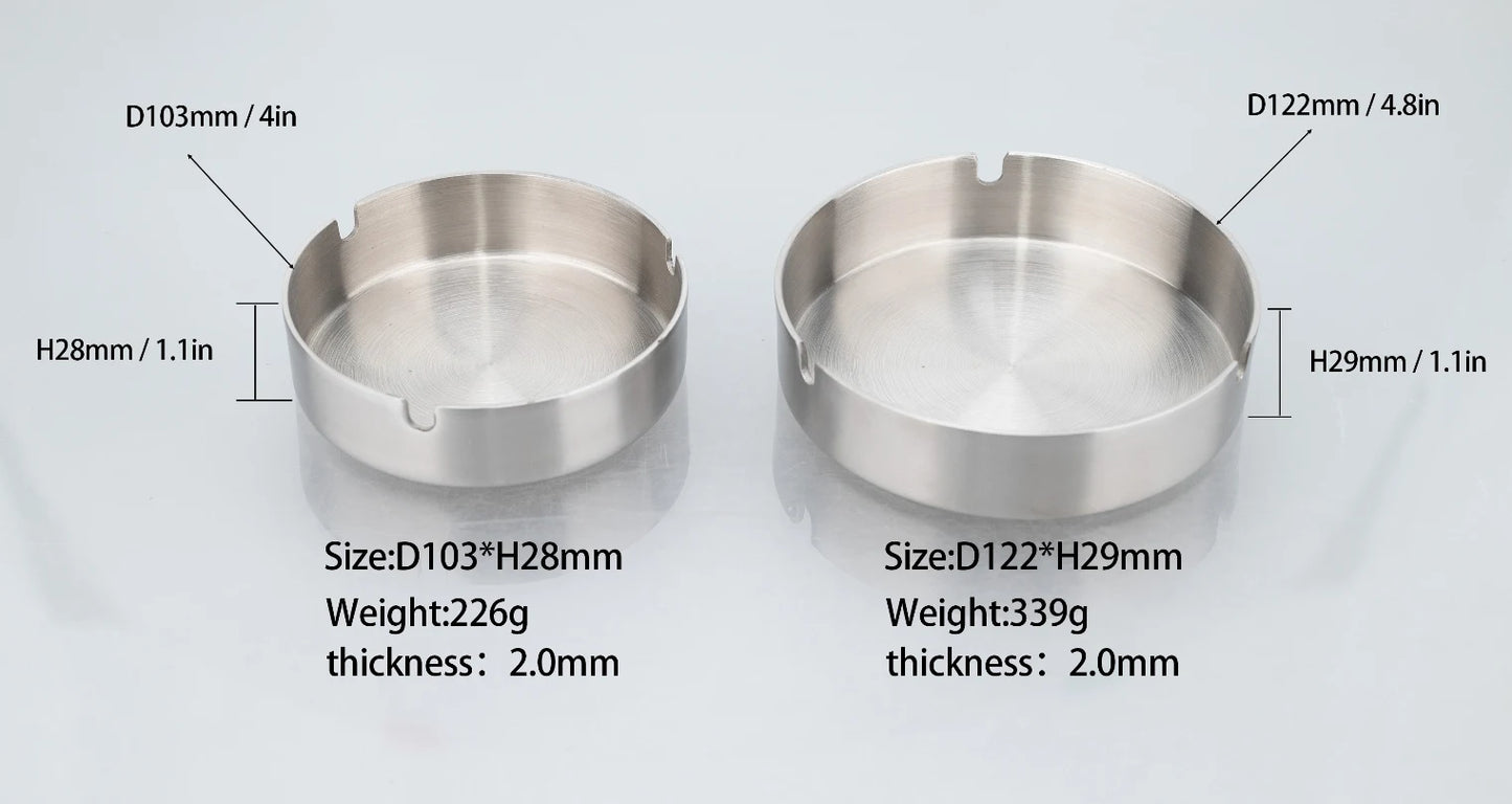 Tabletop Stainless Steel Ashtray – Modern Silver Design with Slot