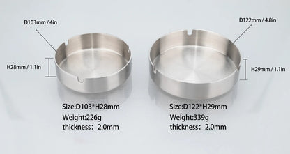 Tabletop Stainless Steel Ashtray – Modern Silver Design with Slot