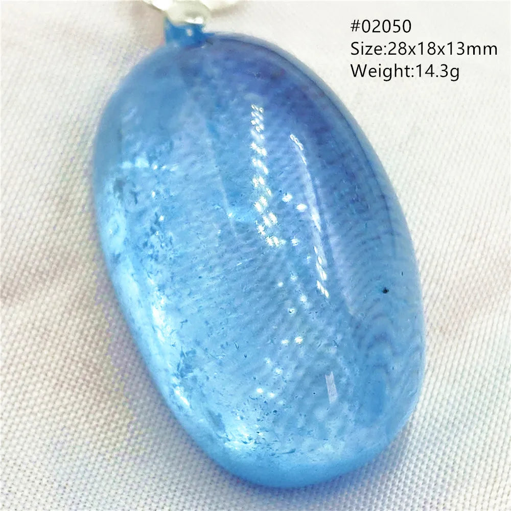Natural Blue Topaz Quartz Pendant Necklace – Oval Healing Stone Jewelry
