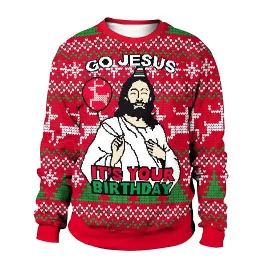 3D Funny Christmas Sweater – Green Holiday Jumper for Party & Festive Wear