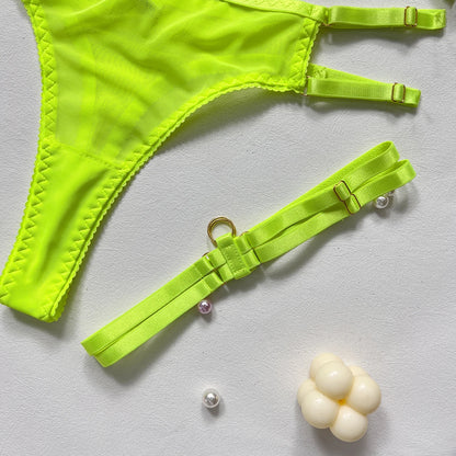 5-Piece Hollow Lingerie Set – Sensual Open Bra & Brief Outfit