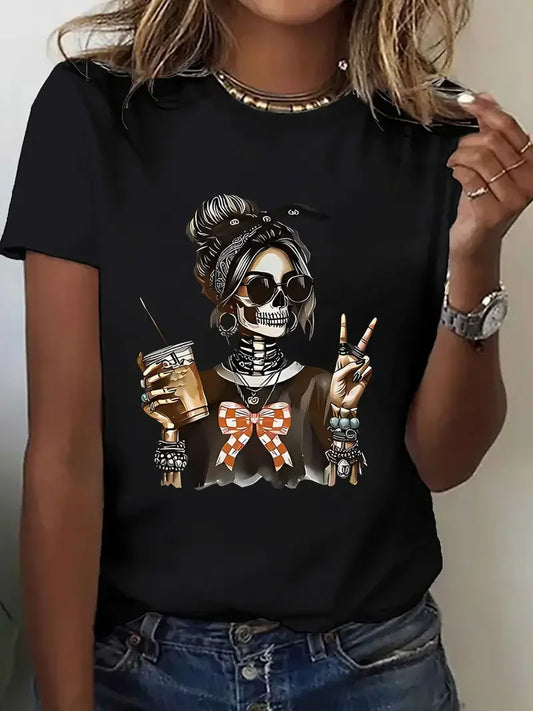 Women's Skeleton Graphic Halloween T-Shirt