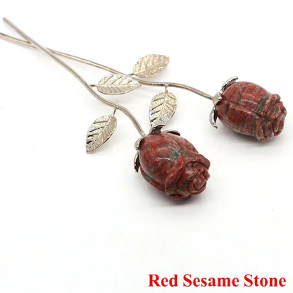 Crystal Carved Rose Flower – Natural Gemstone Decoration & Healing Gift