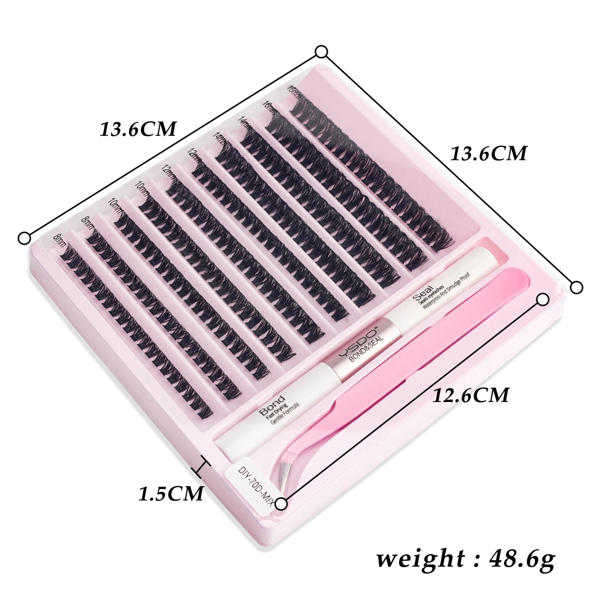 DIY Lash Cluster Extension Kit – Bond, Seal & Applicator Set (5–16mm)