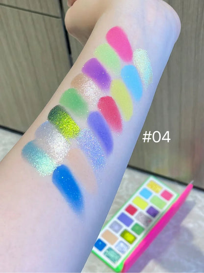 16-Color Glitter & Matte Eyeshadow Palette – Chameleon Glow Shades for Bold Eye Looks