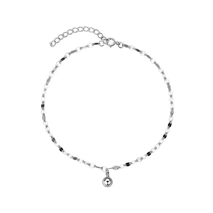 Minimalist Silver Bead Anklet – Women’s Summer Beach Flat Chain Bracelet