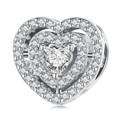 925 Sterling Silver Rainbow Heart Charm – Shine with Every Sparkle