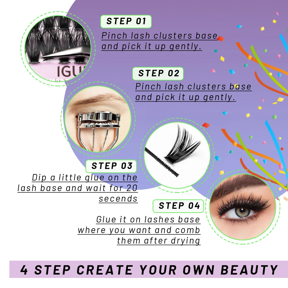 Mixed Cluster Lash Extension Kit – 30D + 40D | 60P + 80P | Glue, Remover, Sealant, Tweezers & Brushes