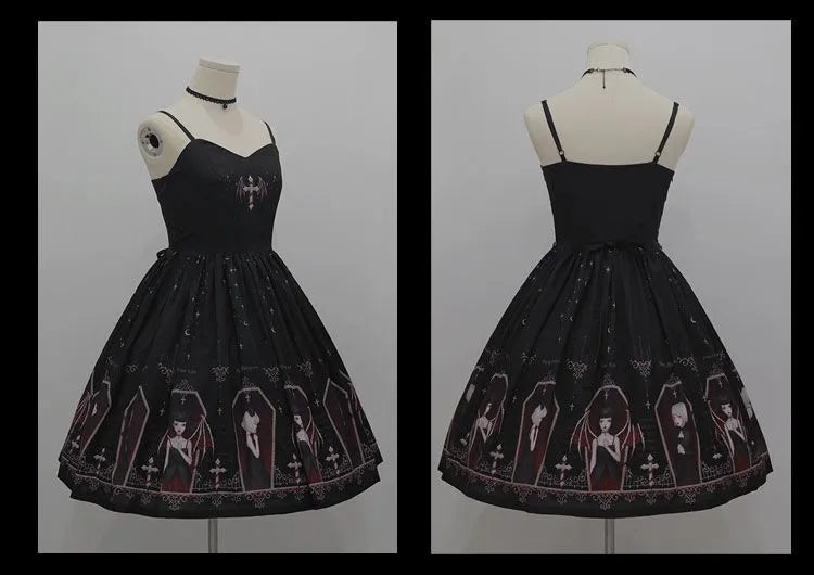 Dark Gothic Devil Print Lolita Dress