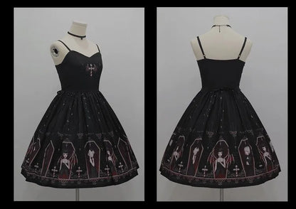 Dark Gothic Devil Print Lolita Dress