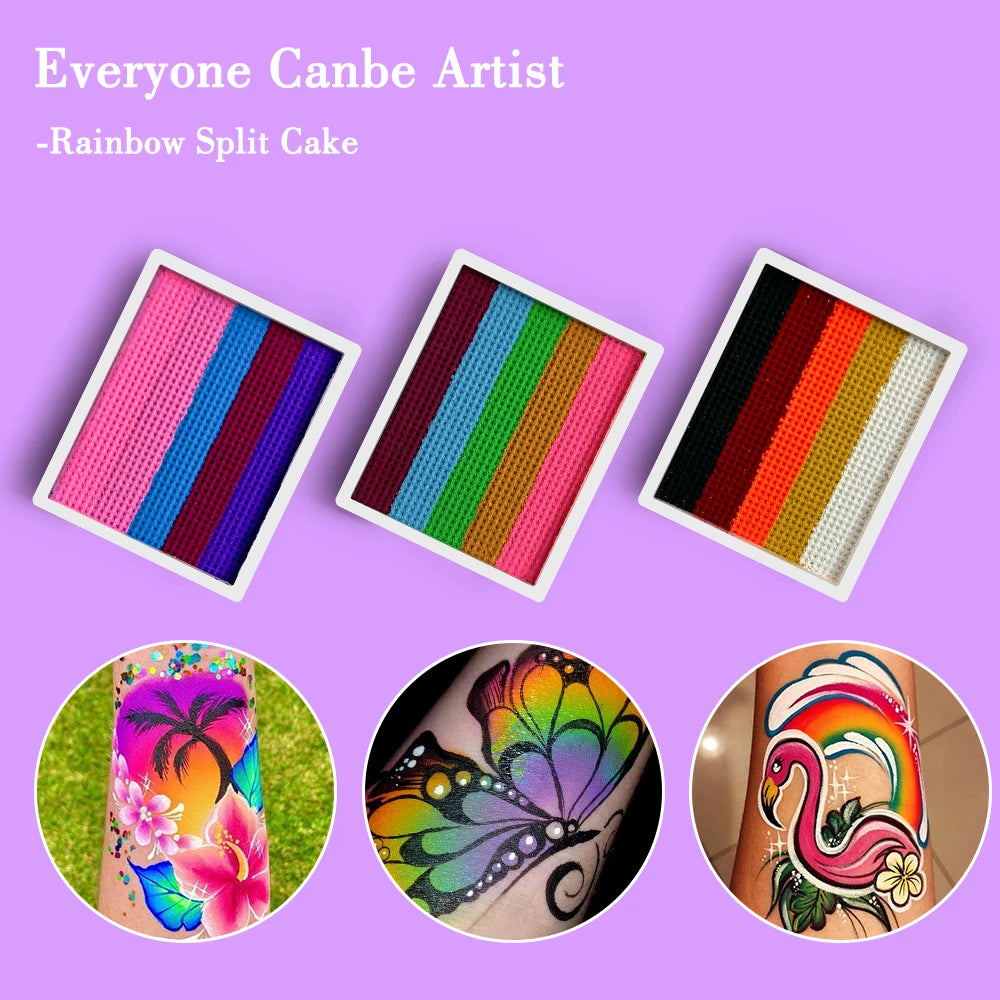 UV Glow-in-the-Dark Rainbow Body Paint – Neon Fluorescent Water-Activated Makeup (8g)