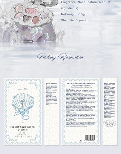 Flower Knows Shell Eyeshadow Palette – 6 Shades of Ocean-Inspired Elegance