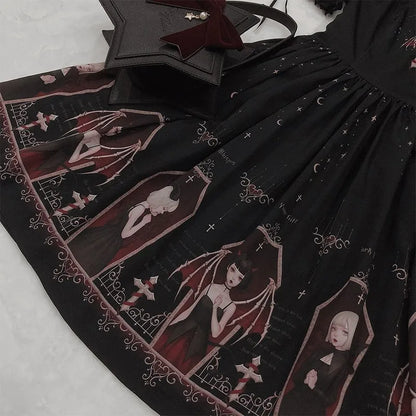 Dark Gothic Devil Print Lolita Dress