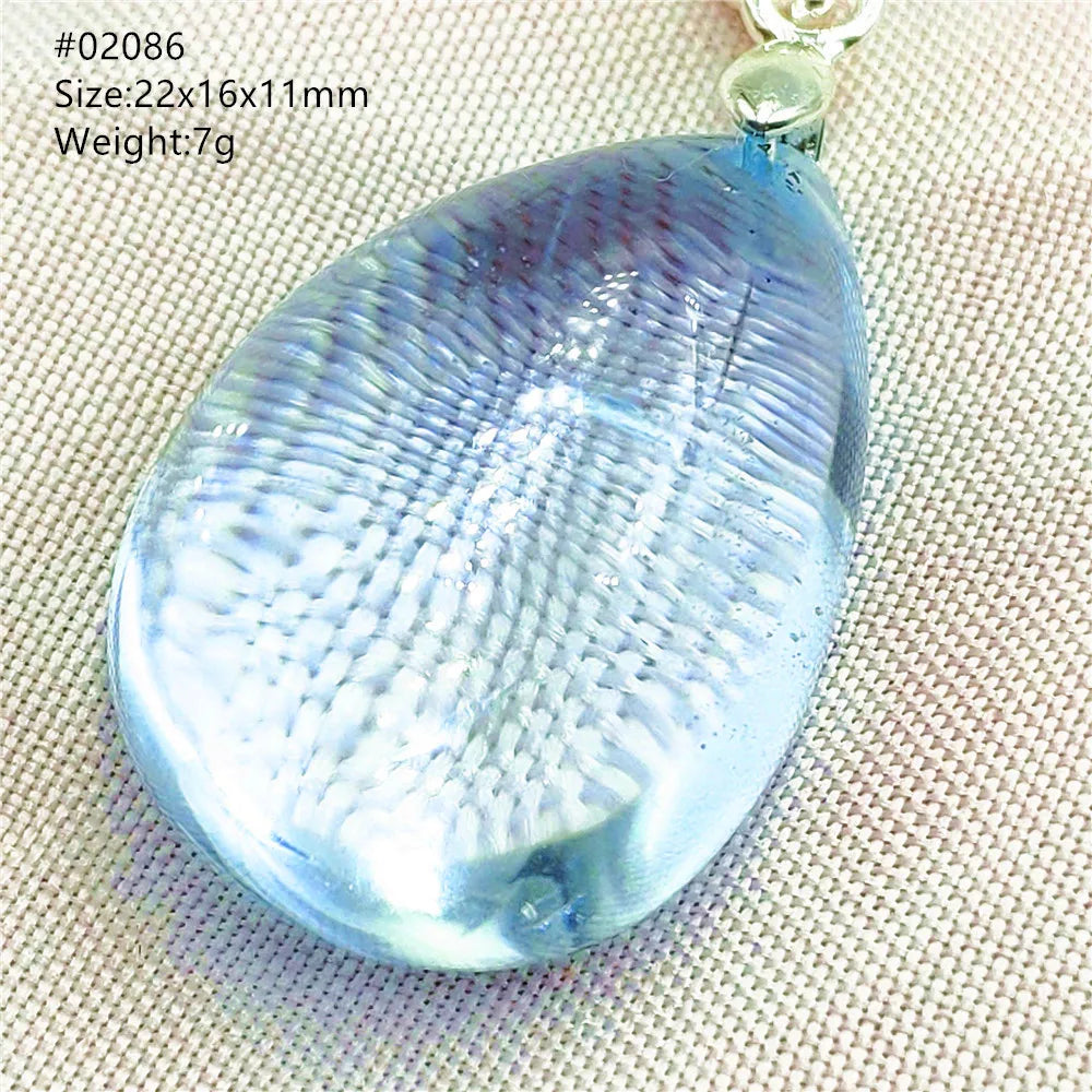 Natural Blue Topaz Quartz Pendant Necklace – Oval Healing Stone Jewelry