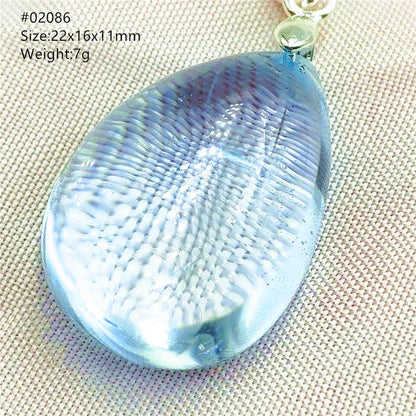 Natural Blue Topaz Quartz Pendant Necklace – Oval Healing Stone Jewelry