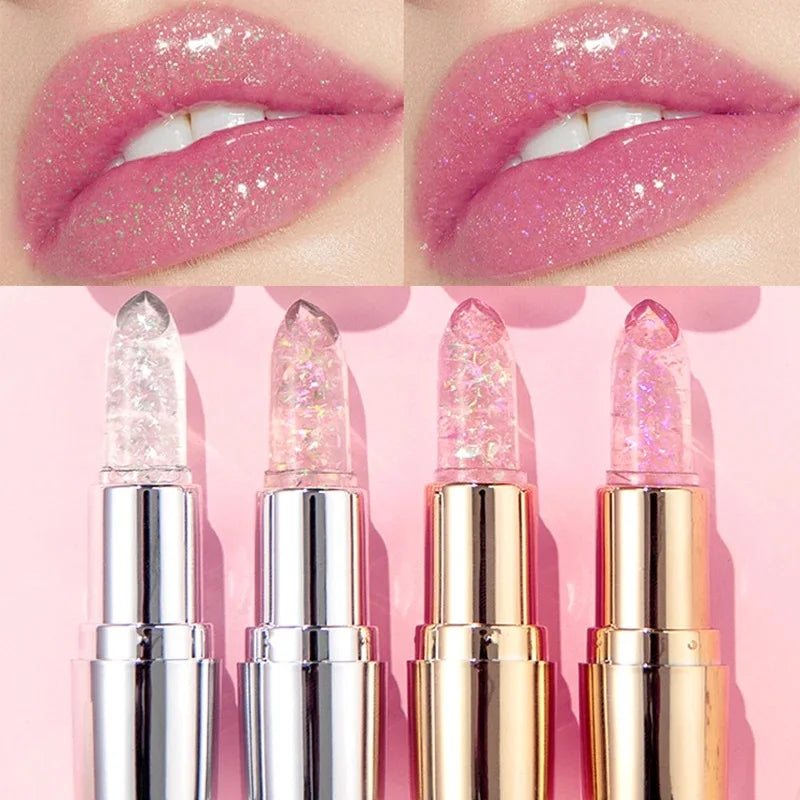 Glitter Crystal Jelly Lipstick – Color-Changing Moisturizing Lip Tint Balm