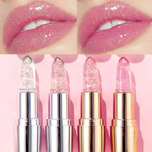 Glitter Crystal Jelly Lipstick – Color-Changing Moisturizing Lip Tint Balm
