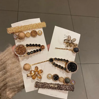 Handmade Pearl & Rhinestone Hairpin Set – Elegant Barrettes for Women