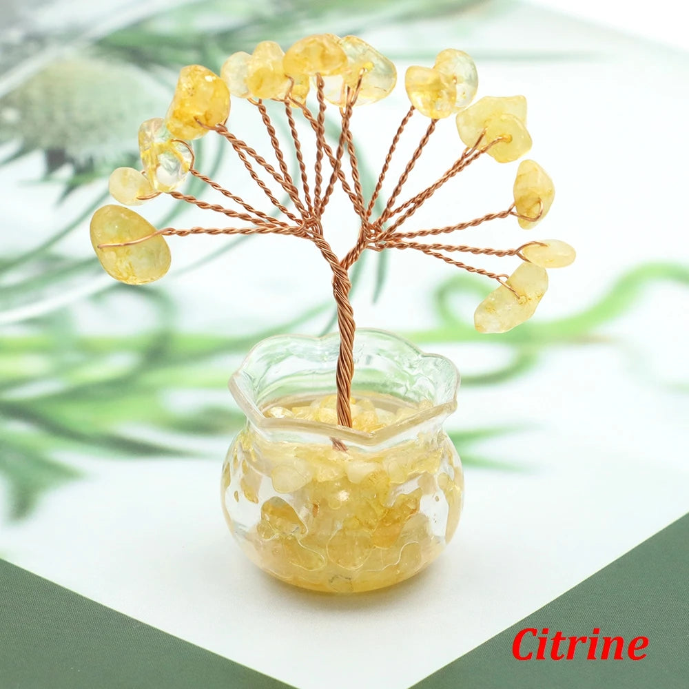 Mini Crystal Money Tree – Natural Gemstone Wire-Wrapped Decoration