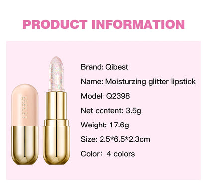 Glitter Crystal Jelly Lipstick – Color-Changing Moisturizing Lip Tint Balm