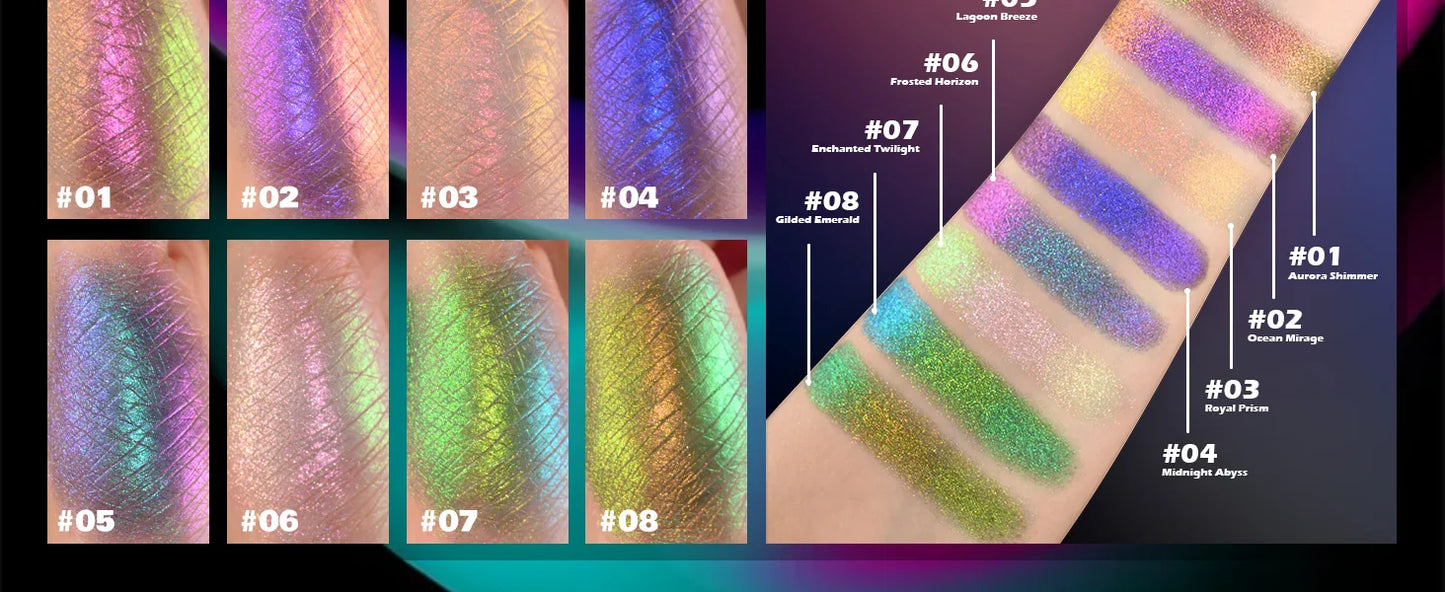 Multichrome Eyeshadow Palette – 8-Color Shimmer Waterproof Long-Lasting Makeup