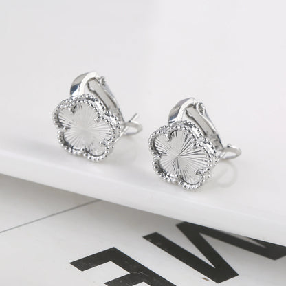 Luxury Five-Leaf Flower Jewelry Set – Double-Sided Shiny Metal Clover Design