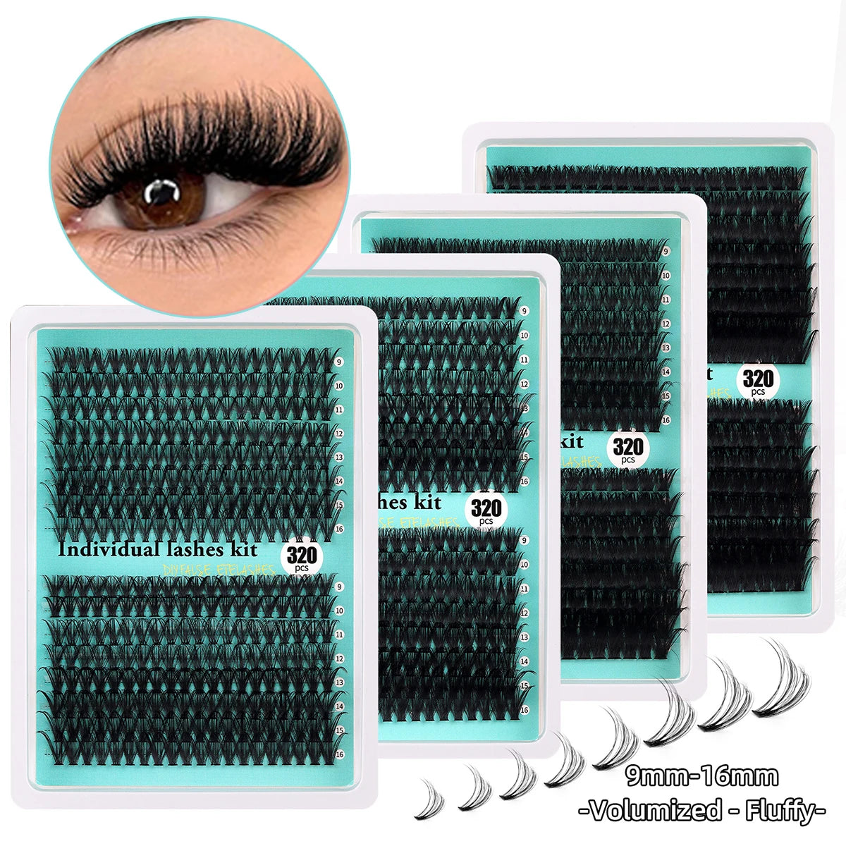 Individual 20–100D Cluster Lashes – 280pcs Mixed Tray Volume Extensions