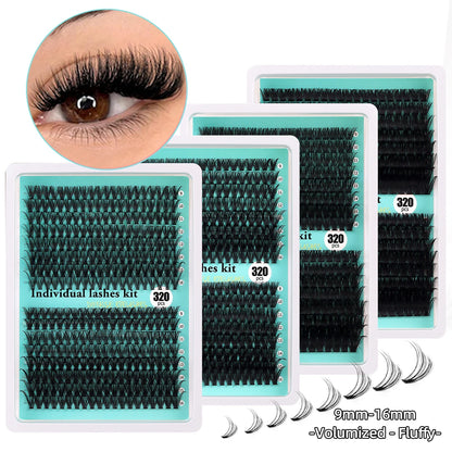 Individual 20–100D Cluster Lashes – 280pcs Mixed Tray Volume Extensions