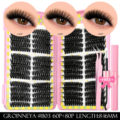 Lash Clusters Kit – 540PCS Cat-Eye Lash Extension Set with Bond & Seal