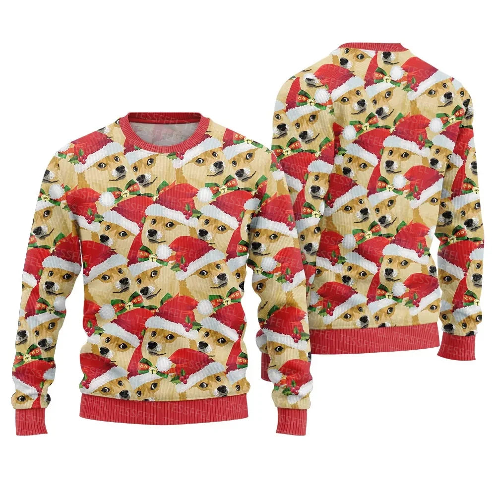 3D Christmas Cosplay Ugly Sweater – Santa, Jesus & Anime Print Holiday Pullover