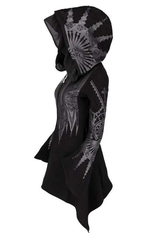 Gothic Street Punk Zip Hoodie – Harajuku Y2K Grunge Long Hooded Top