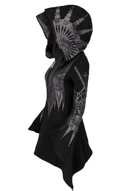 Gothic Street Punk Zip Hoodie – Harajuku Y2K Grunge Long Hooded Top
