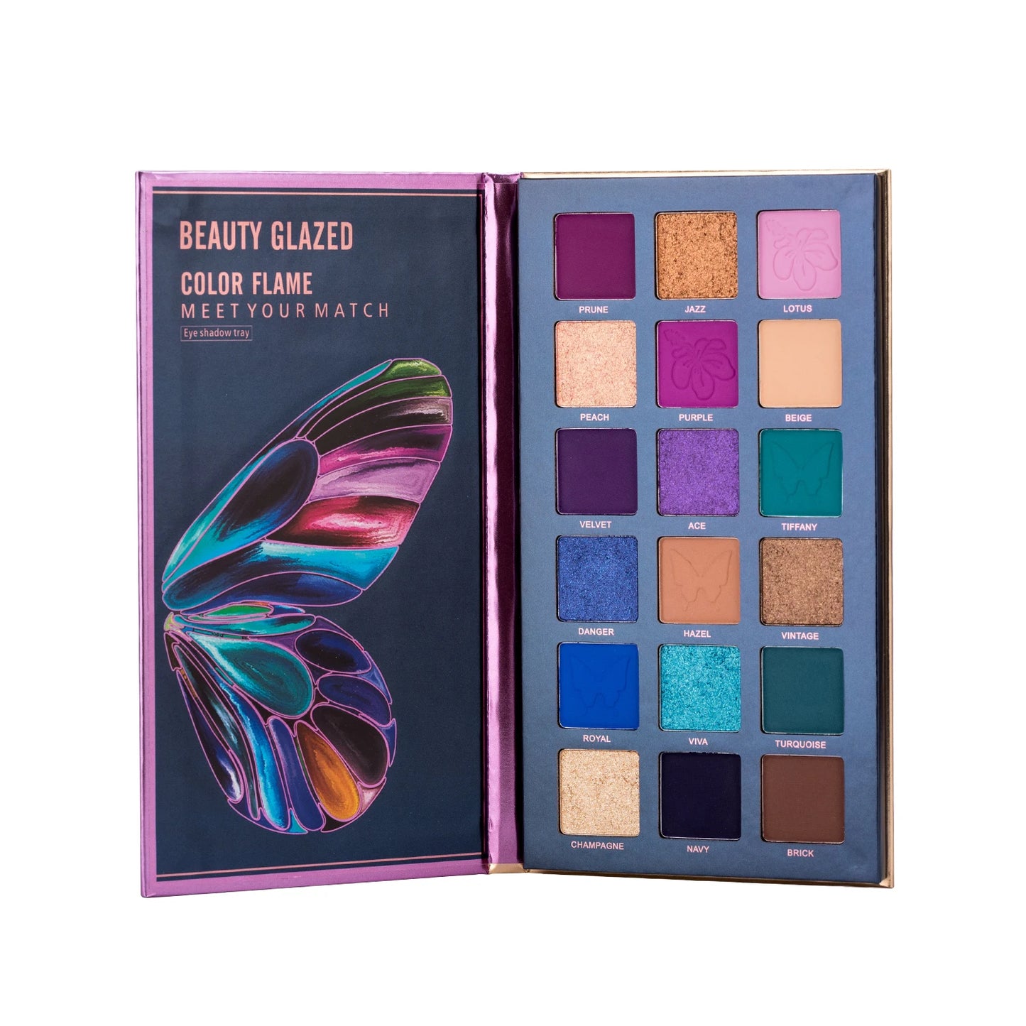 Butterfly 18-Color Eyeshadow Palette – Matte, Shimmer & Metallic Finishes