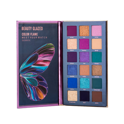 Butterfly 18-Color Eyeshadow Palette – Matte, Shimmer & Metallic Finishes