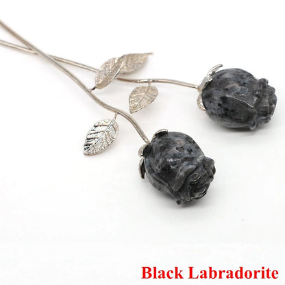Crystal Carved Rose Flower – Natural Gemstone Decoration & Healing Gift