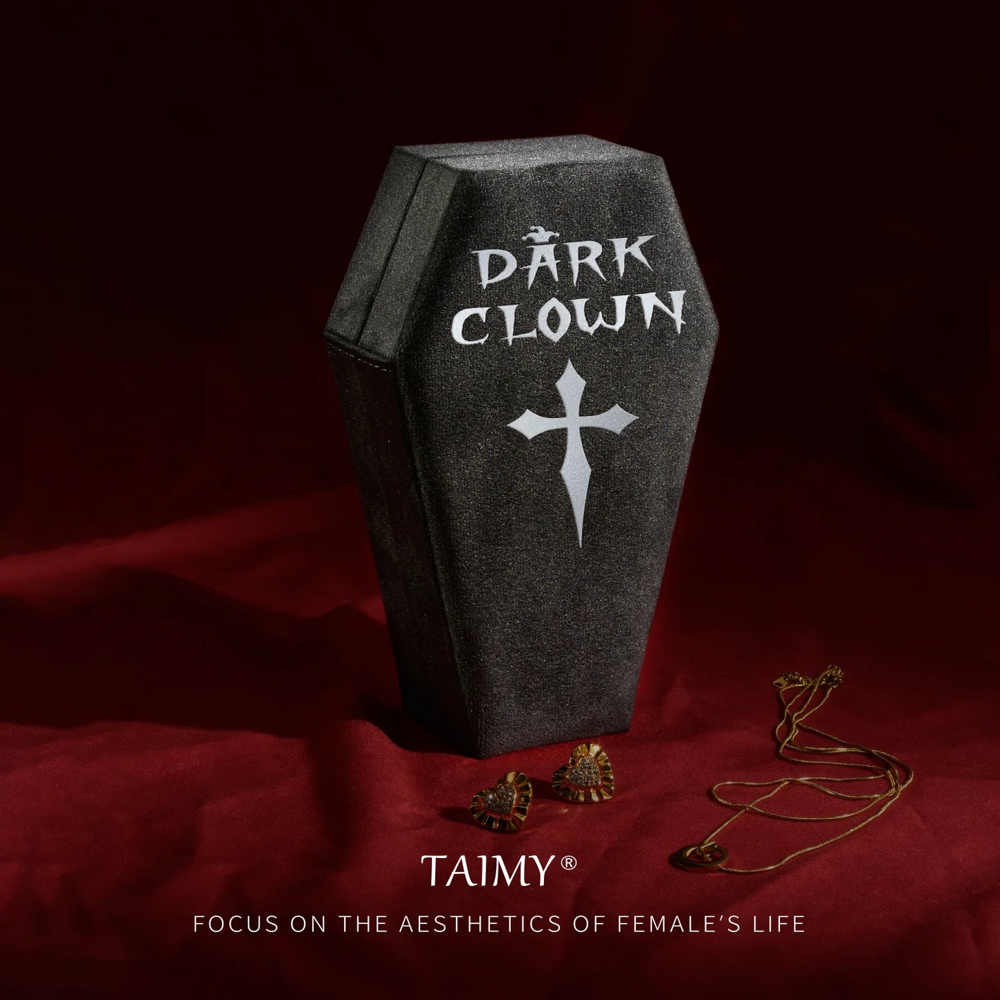 Gothic Velvet Coffin Jewelry Box – Customizable Ring & Necklace Display Case