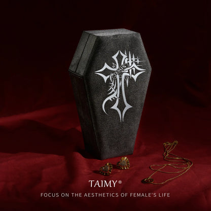 Gothic Velvet Coffin Jewelry Box – Customizable Ring & Necklace Display Case