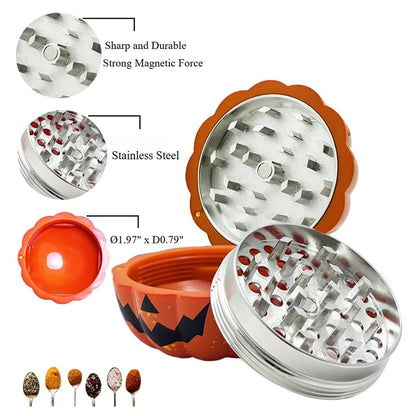 Pumpkin Spice Grinder – 3-Layer Metal Herb Grinder for Kitchen & Holiday Use